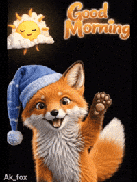 Ak_fox animation good morning fox adorable GIF