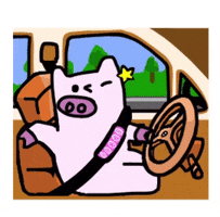 Pig Driving GIF