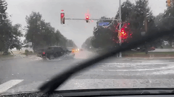 Water Flows in Colorado Streets During Flash Flooding