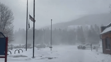 Wind Howls in Colorado Mountains as Visibility Lowered by Blowing Snow
