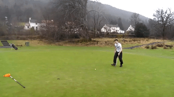 Excited Golfer Makes a Splash After Hitting a Birdie