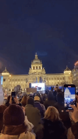 Zelensky Addresses Anti-War Demonstrators in Prague
