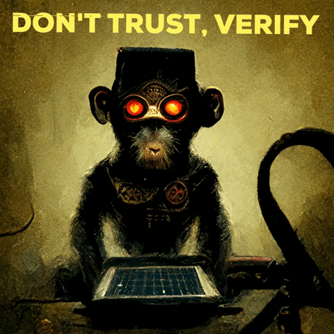 Mekonkee giphygifmaker bitcoin monkey laser eyes GIF