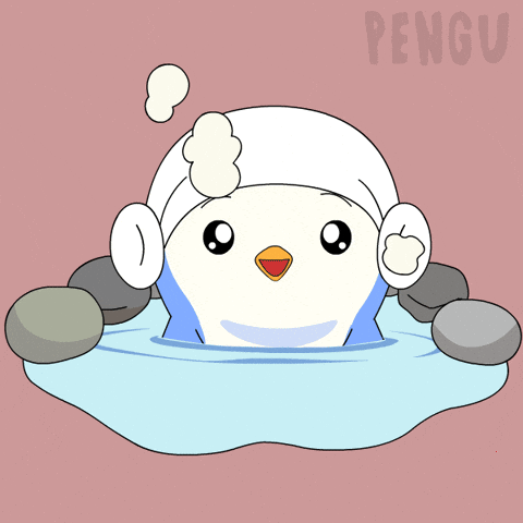 Chilling Hot Spring GIF by Pudgy Penguins