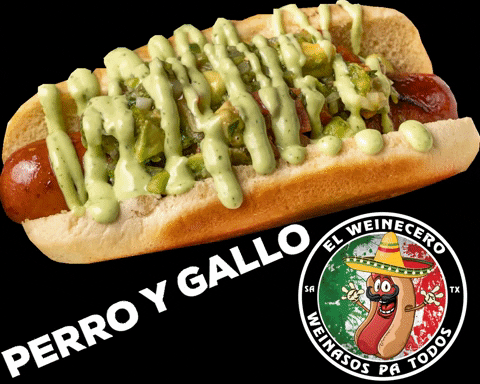 elweinecero giphygifmaker perro hot dog gallo GIF