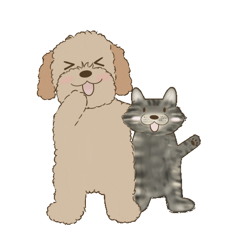 Cat And Dog Love Sticker