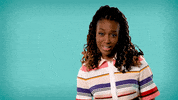 Celebrity gif. Franchesca Ramsey gives us a big fake laugh before dropping into a deadpan expression and says, "No."