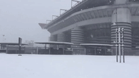 Snowfall Turns San Siro Stadium White