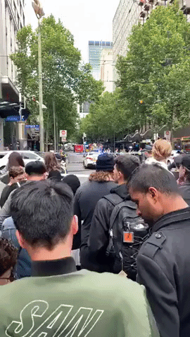 Huge Crowd Forms Outside Police Cordon on Bourke Street, Melbourne