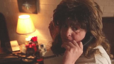 Libbie_Higgins giphygifmaker carla hangup libbiehiggins GIF