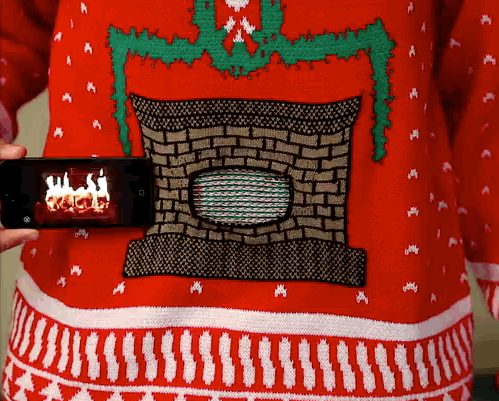 fireplace christmas sweater GIF