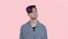 Celebrity gif. Andrew Hall of Dude York makes a stern face and brings his hand up past his throat as if to say, “Cut it out.”