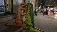 'Happy Halloween!': Matching Dino Pals Embark on Night of Fun in New York City