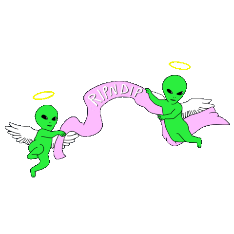 RIPNDIP_CAT angry alien angel balloon Sticker