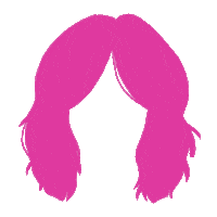 Text gif. Hot pink shag wig, a message within reading, "End violence against women."