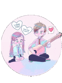 koryamosu44 love you guitar wolf ella Sticker