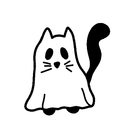 Ghost Cat Sticker by Yellow Cactus Studio