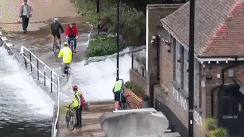 Burst Water Main Creates Cascade of Floodwater for London Cyclists