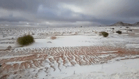 Saudi Man Tries to Build a Snowman as Winter Weather Hits Desert in Tabuk Region