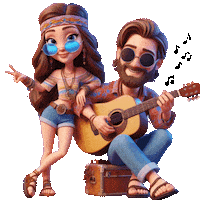 elistorycriativo mulher homem violão elistorycriativo hippie Sticker