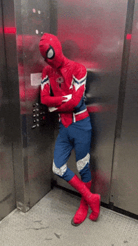 SuperiorChris17 spiderman elevator spiderman bored spiderman wait GIF