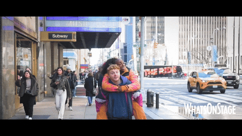 whatsonstage giphyupload new york city piggyback whatsonstage GIF