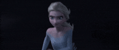 Disney gif. Elsa from Frozen is running at full speed and her eyes narrow as she gets more determined.