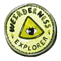 mustardworld weird creepy badge explorer Sticker