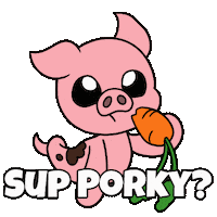 Pigging Out Whats Up Sticker by Christophers Genie