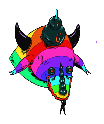 xTOFUx rainbow goat goat satan rainbow xtofux bloodygums hail tongue Sticker