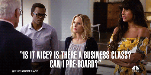 is there a business class GIF by The Good Place
