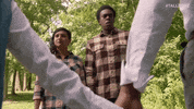 TallBoyz nature shocked afraid holding hands GIF