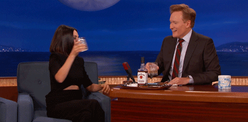 Mila Kunis Drinking GIF by Team Coco