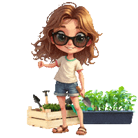 Boys Girls Gardening Sticker