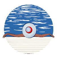 Relaxed Swimming Pool Sticker by Hilbrand Bos Illustrator