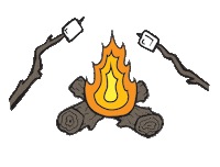Koslik fire lit camping burn Sticker