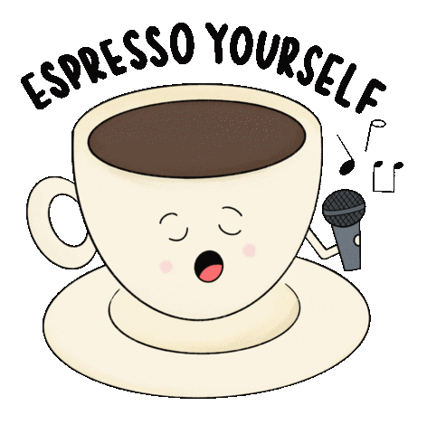 thedesigningpat giphyupload coffee singing sing Sticker