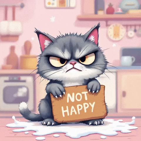 goodvibewishes angry cat grumpy cat sad cat mad cat GIF