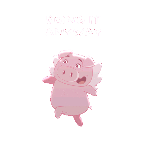 Skipping Flying Pig Sticker by PositivelyPigasus