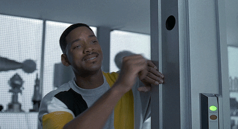 Movie gif. Will Smith as Agent J in Men in Black, dressed in a sweatshirt, leans into a doorway looking disappointed, dramatically bopping his head as he says "oh, damn!"