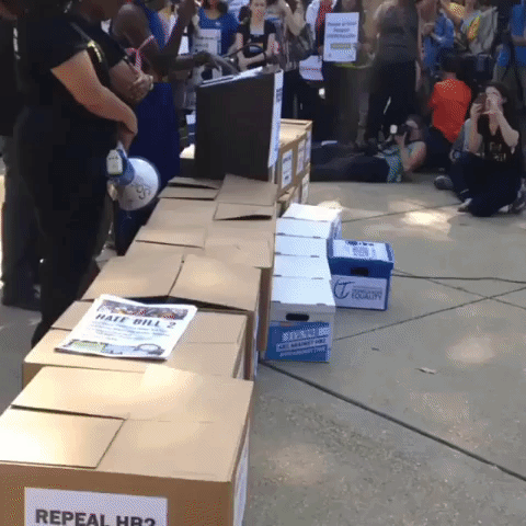 Protesters Bring Boxes of Petitions Demanding Repeal of NC 'Bathroom Law'