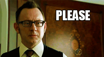 TV gif. Irritated Michael Emerson as Harold in Person of Interest stoically looks at us and says, “Please stop.”