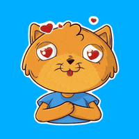 mografic_ love cartoon in love gato GIF