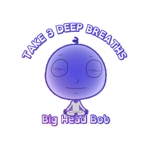 Happy Deep Breath Sticker by BigHeadBob.com