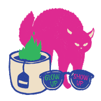 Black_Owl_Design cat fire tea glasses Sticker