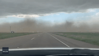 Poor Visibility for Drivers in Dalhart, Texas, as Incoming Storm Kicks Up Dust
