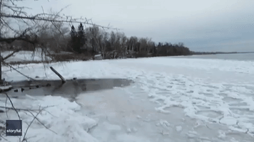 Ice Heard Cracking on Frozen Shore of Lake Superior