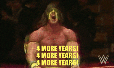 Mudduhoozi giphygifmaker ultimate warrior trump 2028 4 more years 4 more years 4 more years GIF