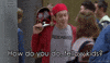 TV gif. Steve Buscemi as Lenny in 30 Rock walks down a school hallway wearing a backwards cap and skateboard over his shoulder. He smiles as he approaches someone in the hall. Text, "How do you do, fellow kids?"