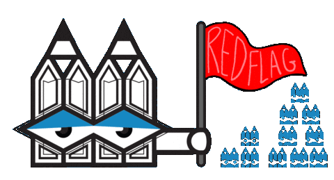 Warning Red Flag Sticker by Stamatia Alexaki